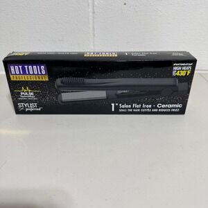 NEW Hot Tools Professional Black 1 Inch Salon Flat Iron with Ceramic Tourmaline